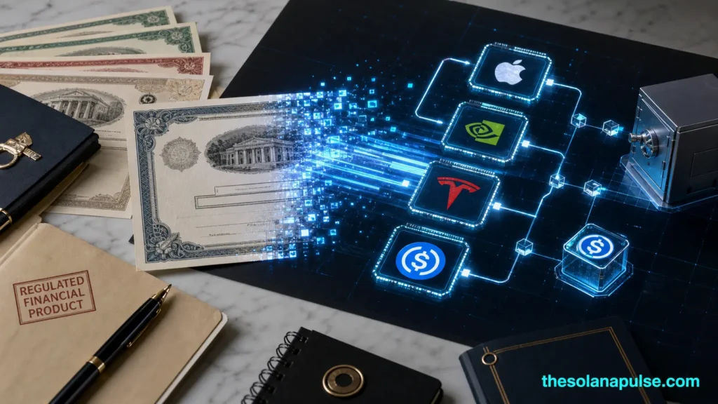 Illustration for Securitize stock entitlement tokens on Solana